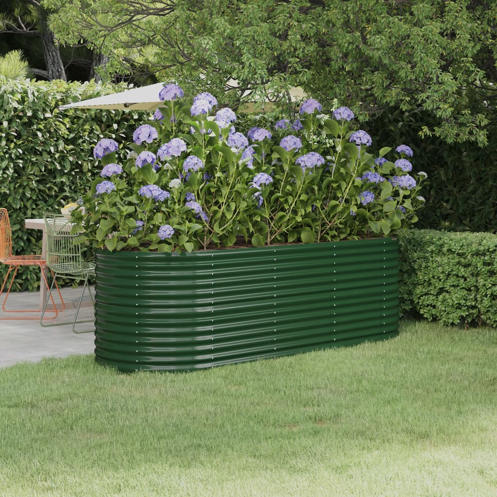 vidaXL Garden Raised Bed Powder-coated Steel 224x80x68 cm Green