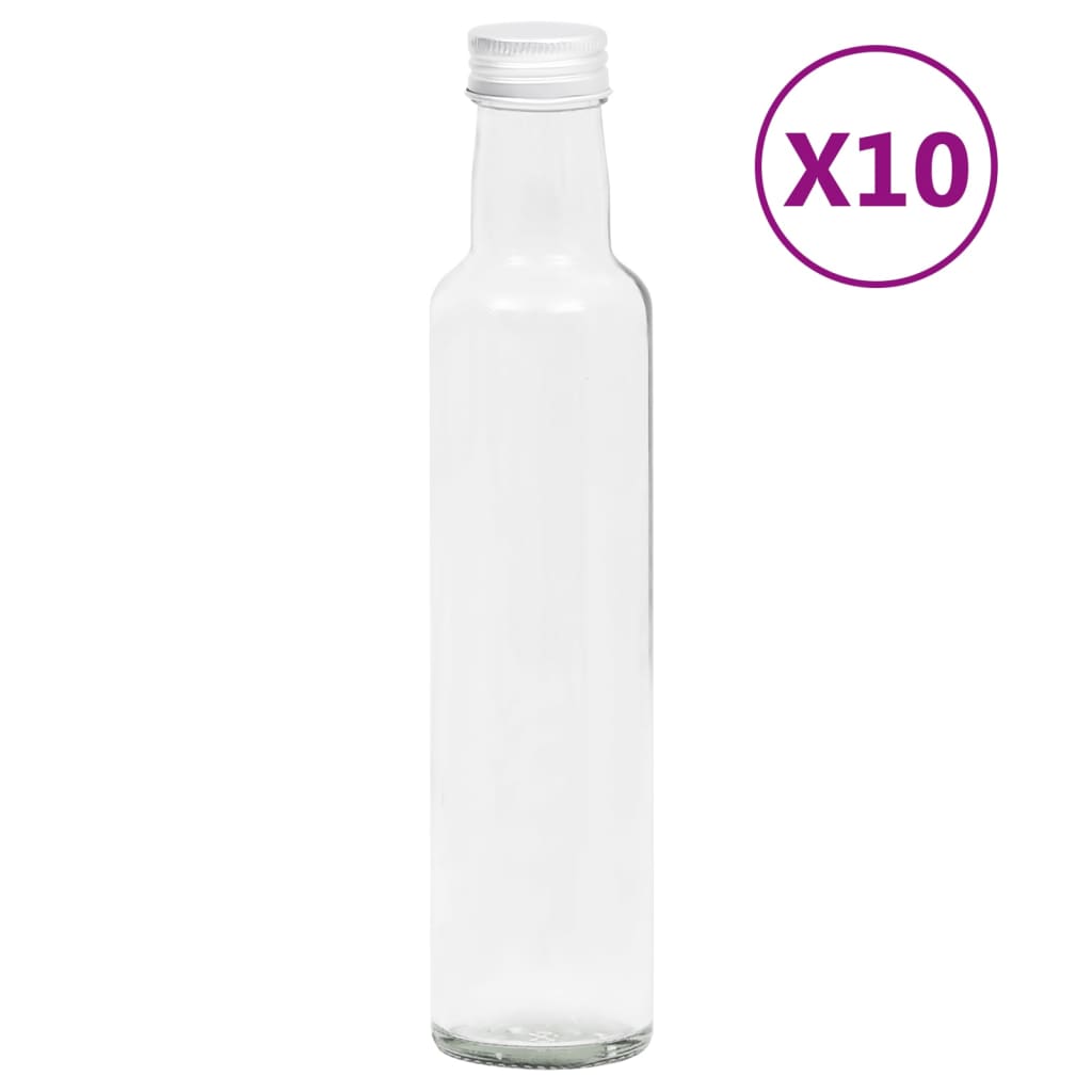 vidaXL Small Glass Bottles 260 ml with Screw Cap 10 pcs