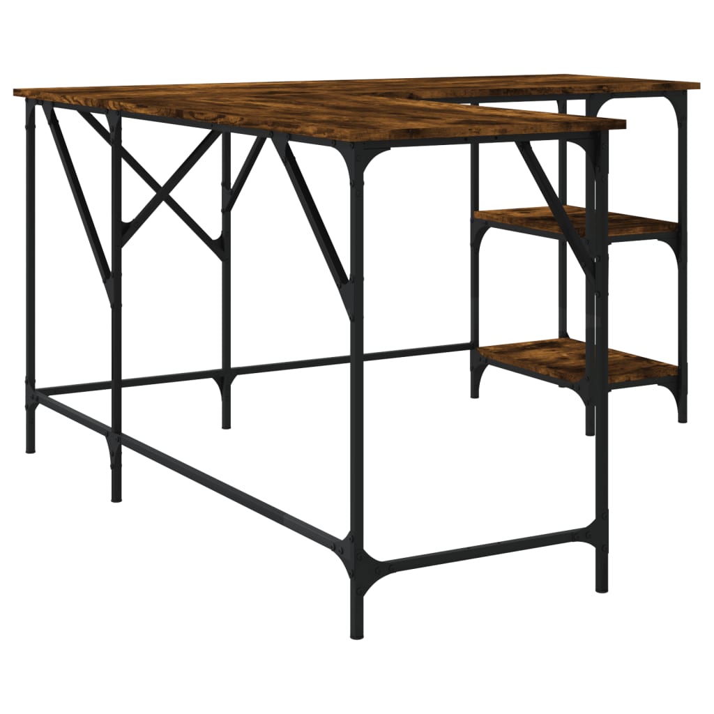 vidaXL Desk Smoked Oak 139x139x75 cm Engineered Wood