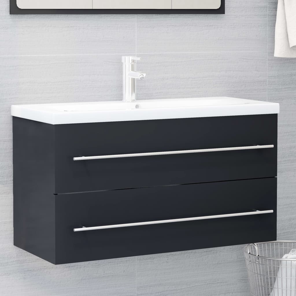 vidaXL 2 Piece Bathroom Furniture Set Grey Engineered Wood