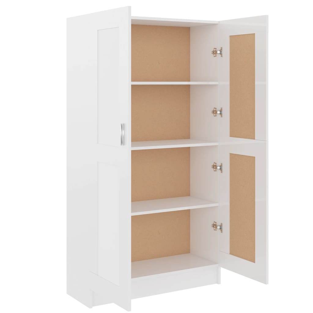 vidaXL Book Cabinet High Gloss White 82.5x30.5x150 cm Engineered Wood
