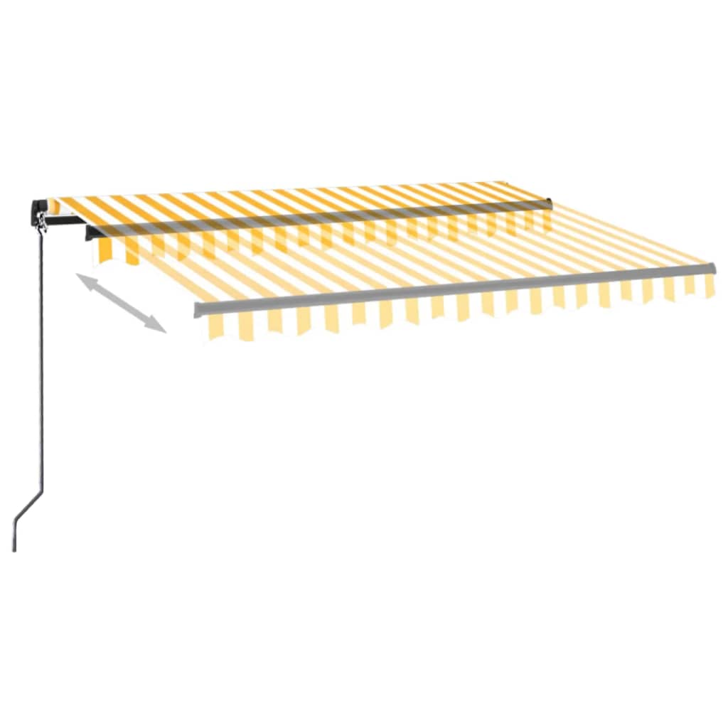 vidaXL Manual Retractable Awning with LED 350x250 cm Yellow and White