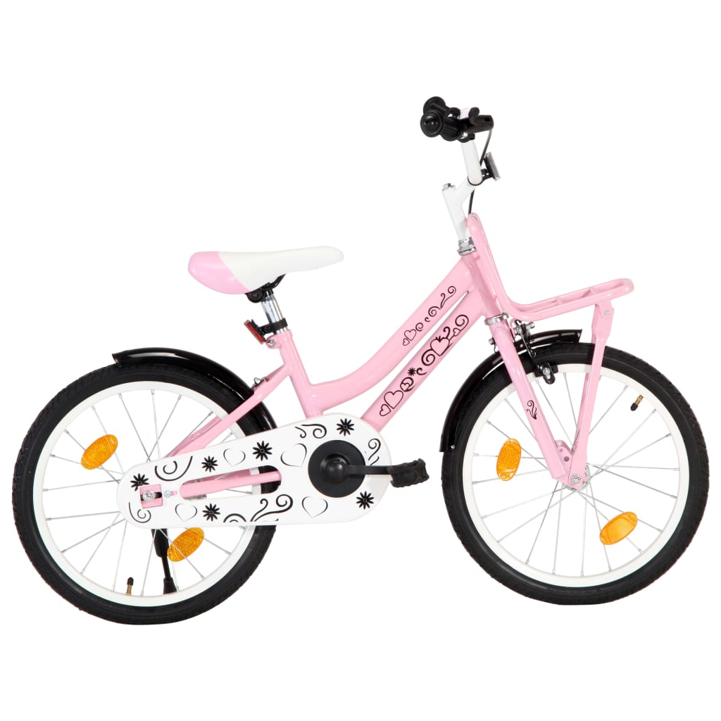 vidaXL Kids Bike with Front Carrier 18 inch Pink and Black