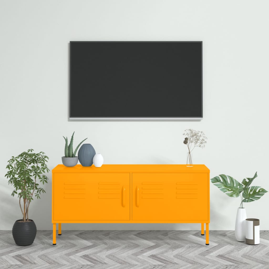 vidaXL TV Cabinet Mustard Yellow 105x35x50 cm Steel