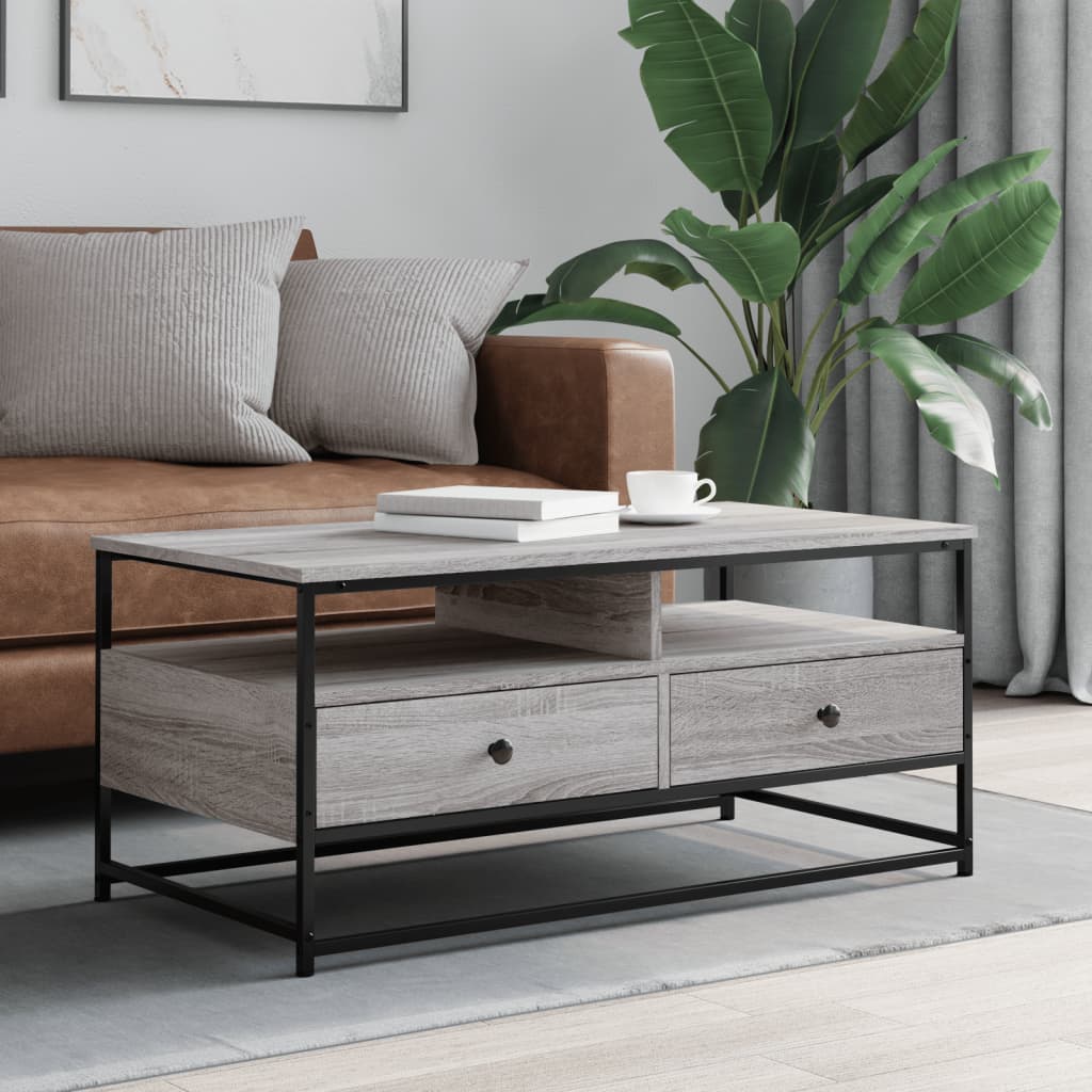 vidaXL Coffee Table Grey Sonoma 100x51x45 cm Engineered Wood