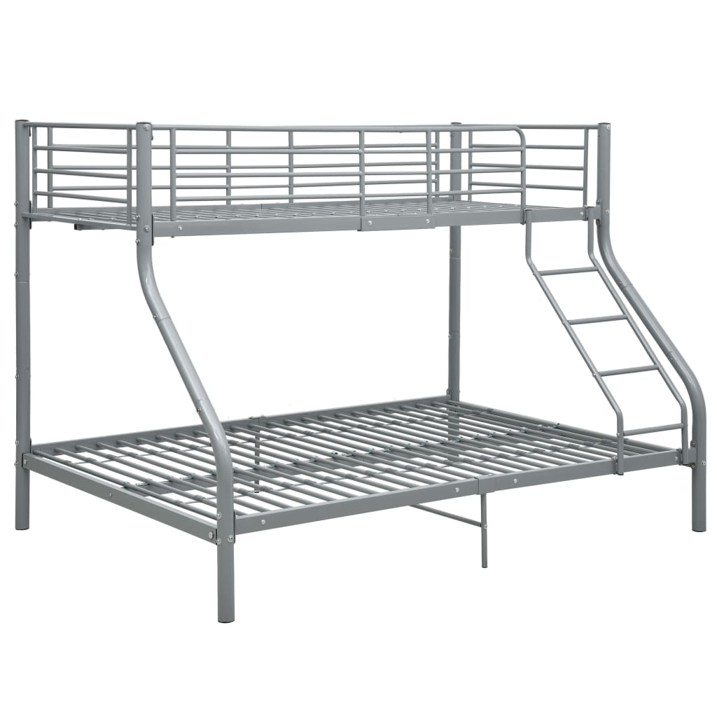 vidaXL Bunk Bed Frame Grey Metal 140x200 cm/90x200 cm