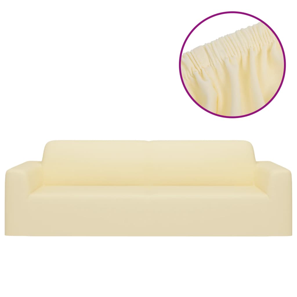 vidaXL 3-Seater Stretch Couch Slipcover Cream Polyester Jersey