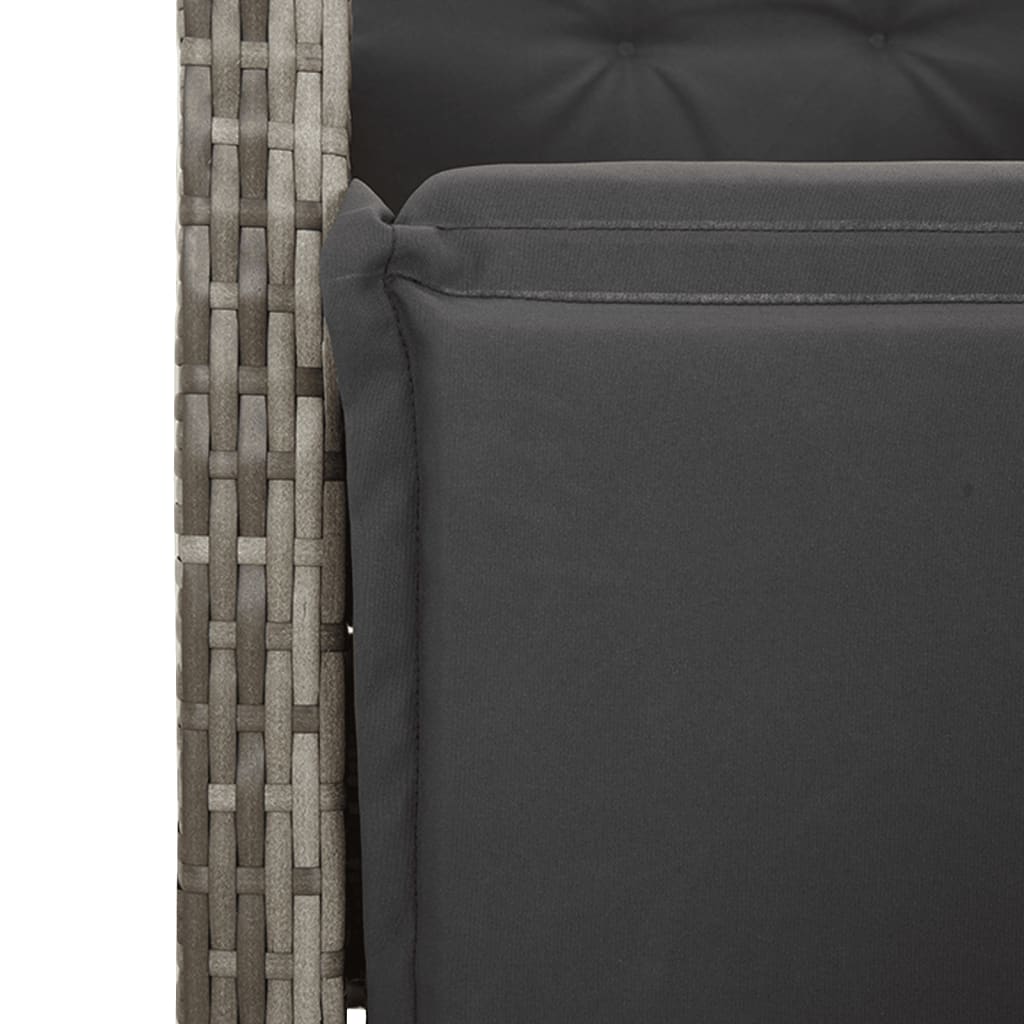 vidaXL 3 Piece Bistro Set with Cushions Grey Poly Rattan