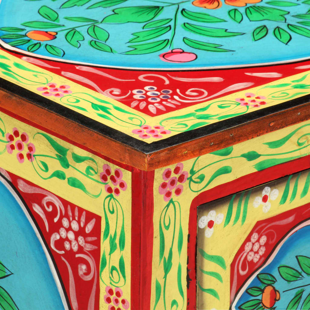 vidaXL Hand Painted bedside Cabinet 40x30x50 cm Solid Mango Wood