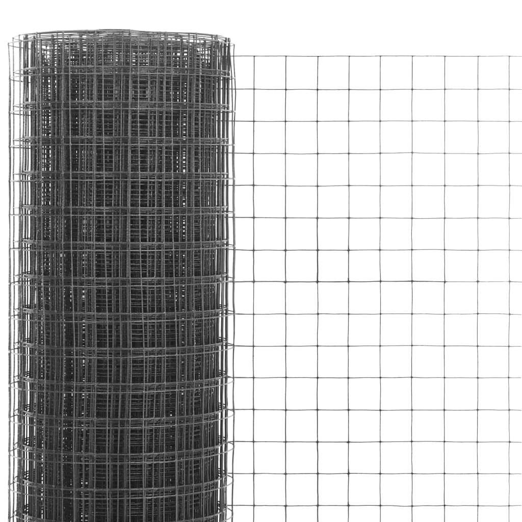 vidaXL Chicken Wire Fence Steel with PVC Coating 10x1 m Grey