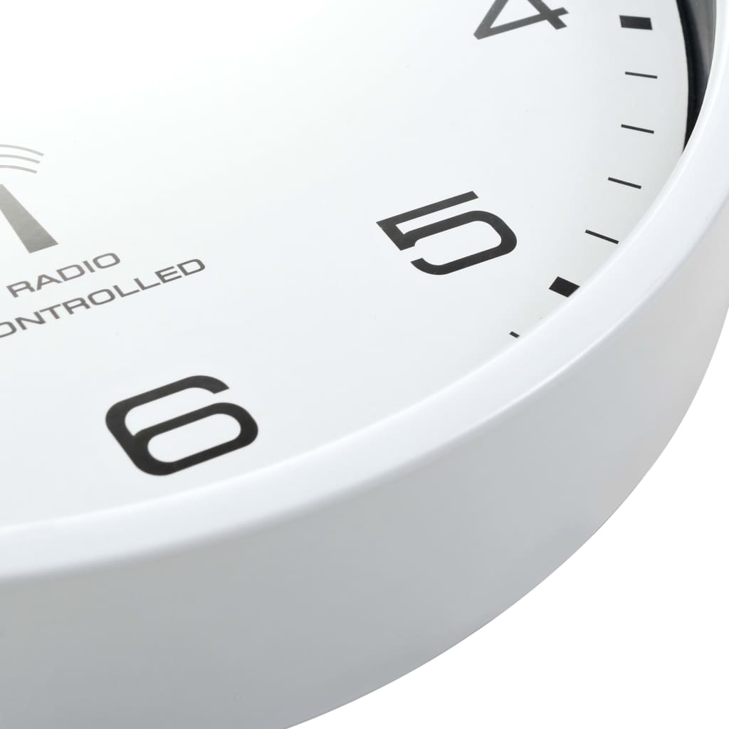 vidaXL Radio Controlled Wall Clock with Quartz Movement 31 cm White