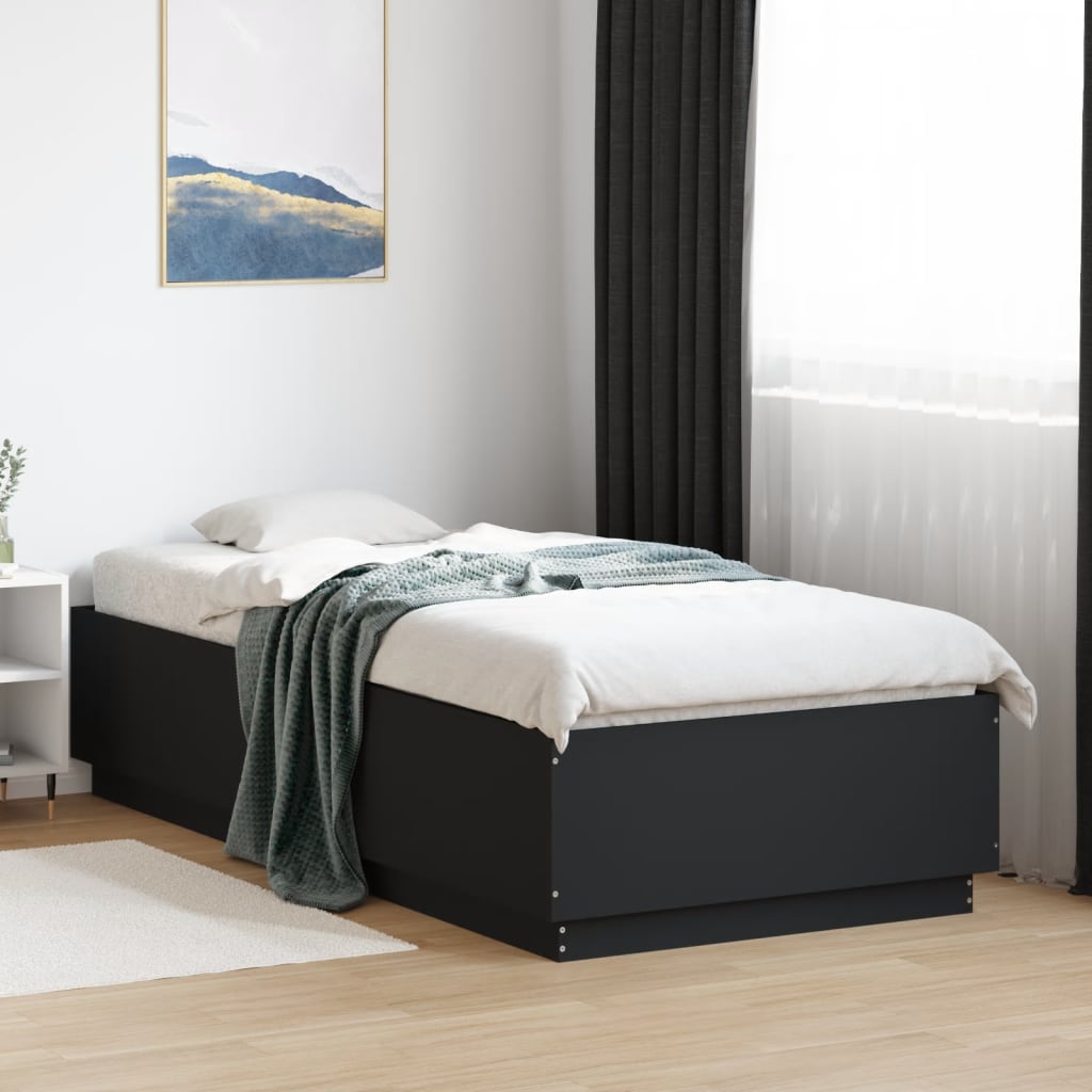vidaXL Bed Frame Black 100x200 cm Engineered Wood
