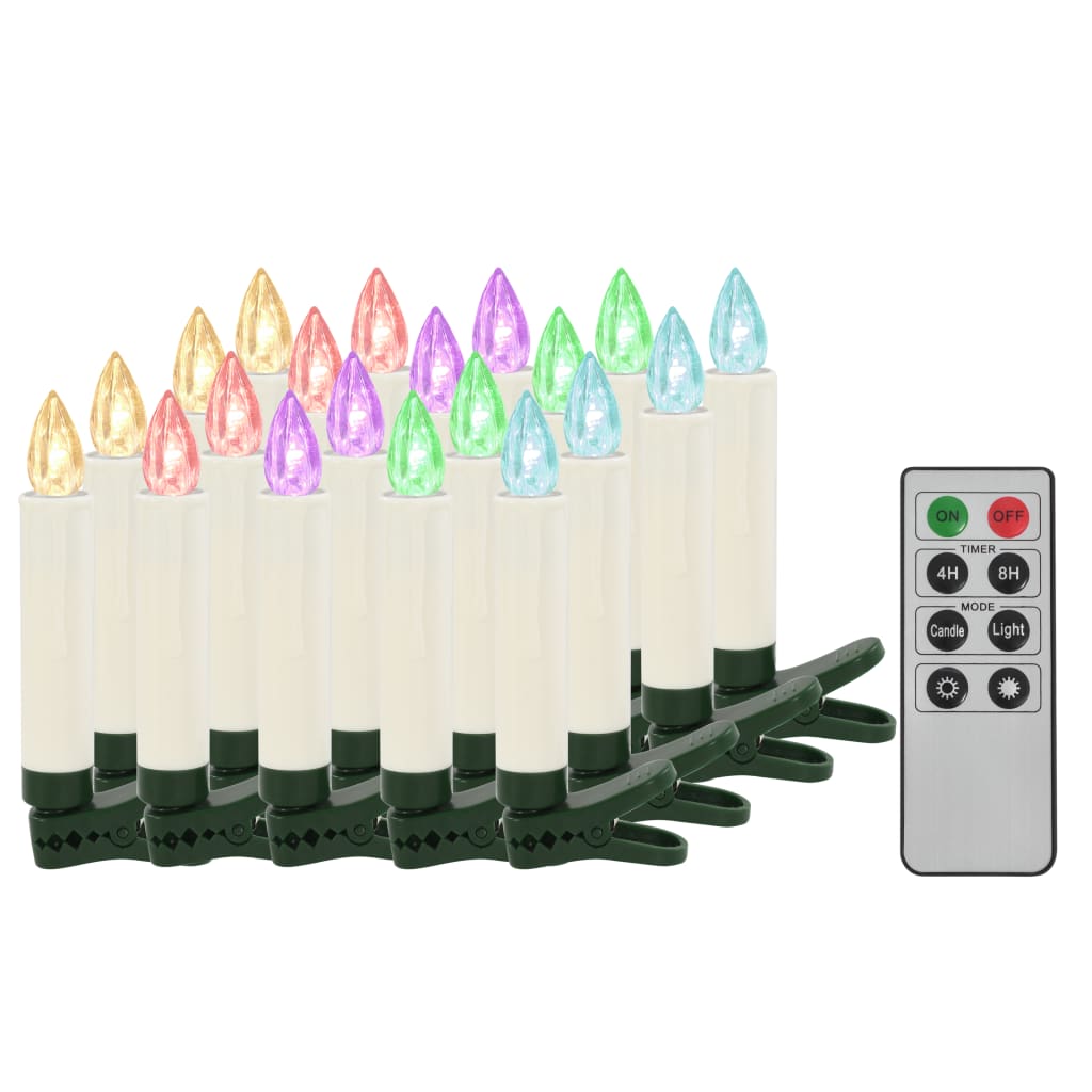 vidaXL Christmas Wireless LED Candles with Remote Control 20 pcs RGB