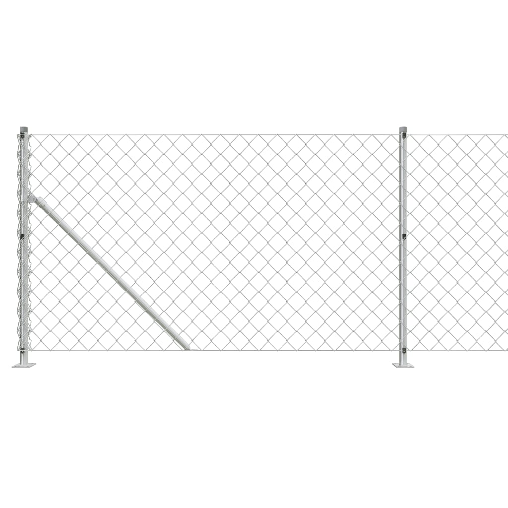 vidaXL Chain Link Fence with Flange Silver 1x25 m