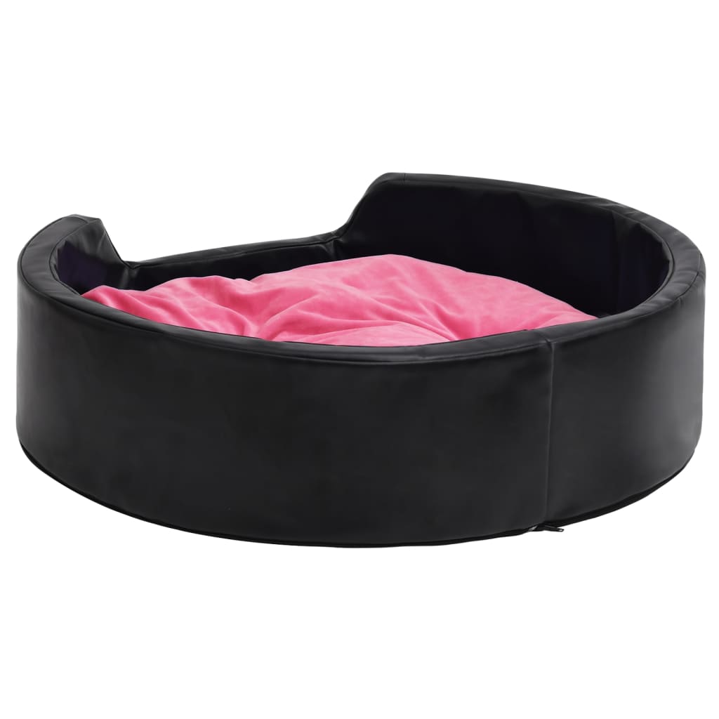 vidaXL Dog Bed Black and Pink 79x70x19 cm Plush and Faux Leather