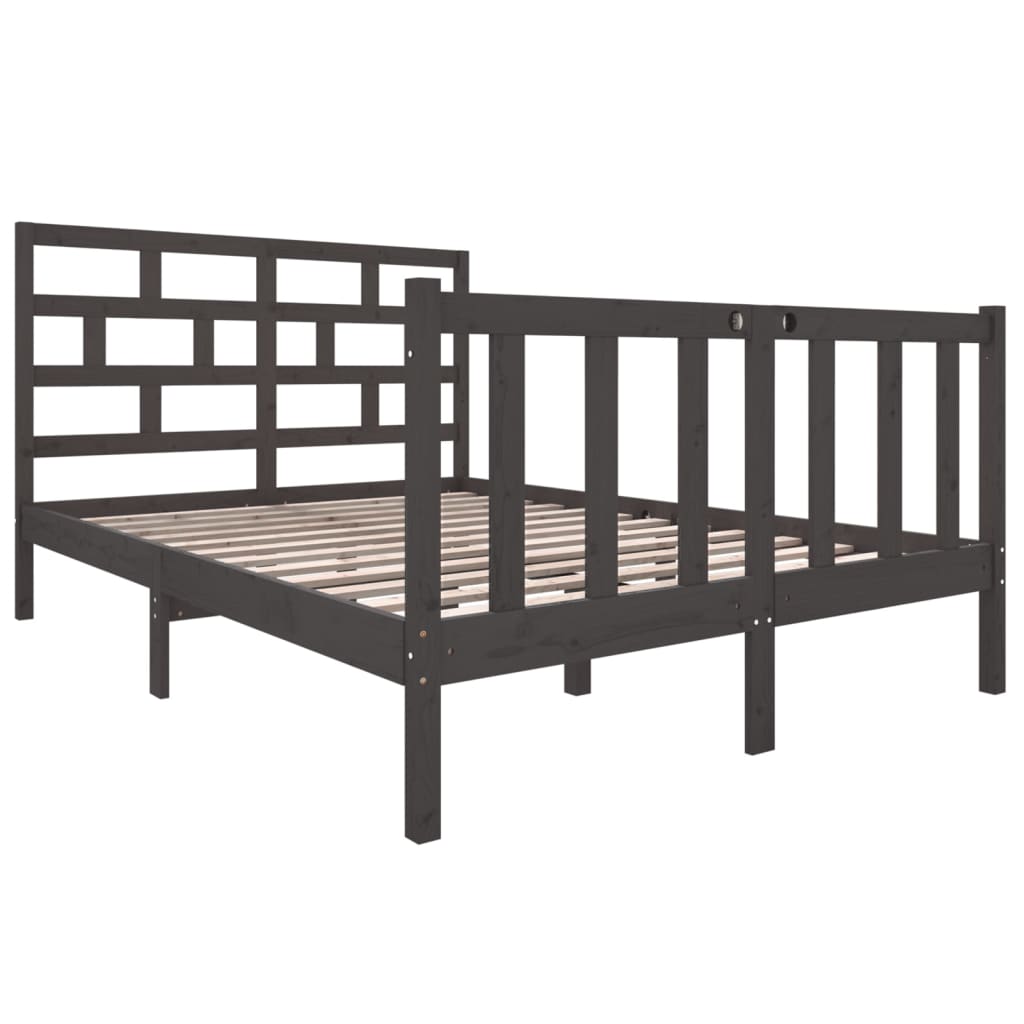 vidaXL Bed Frame Grey Solid Wood Pine 140x190 cm