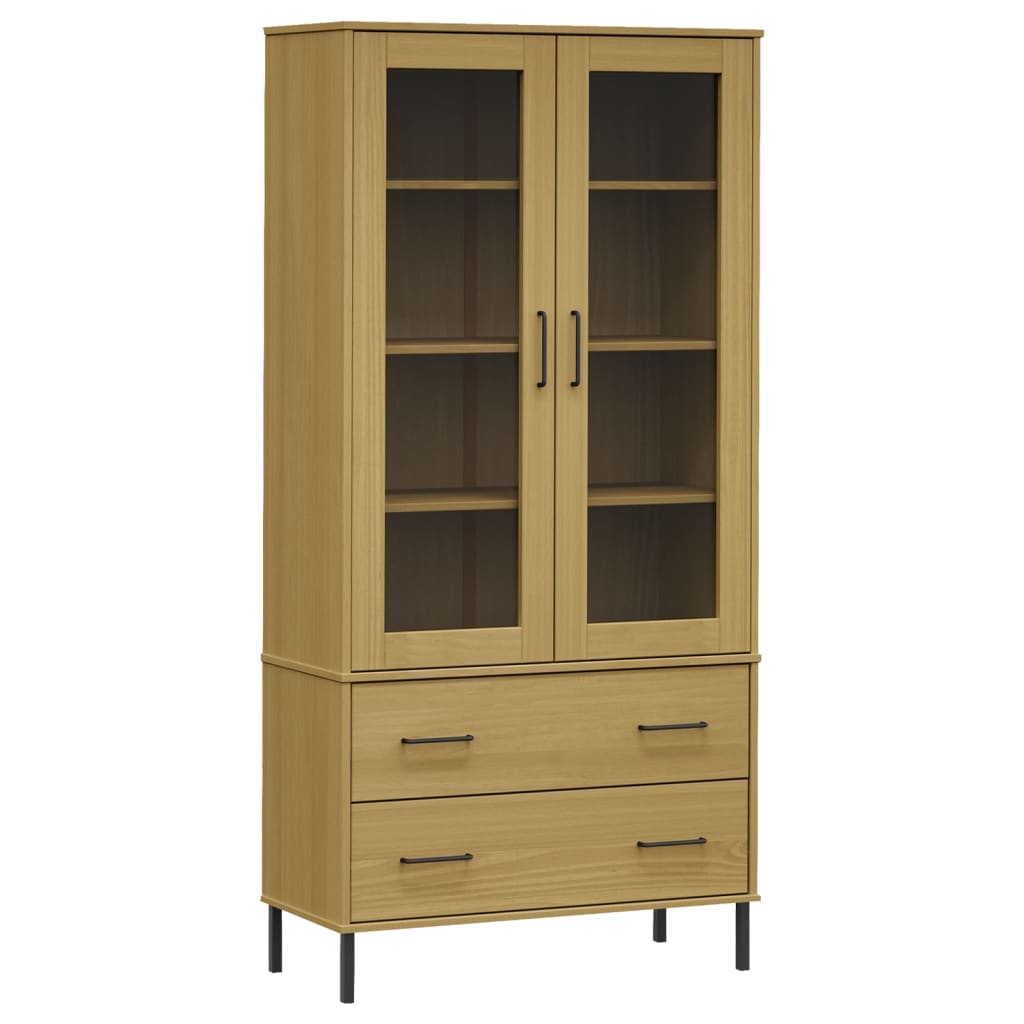vidaXL Bookcase with Metal Legs Brown 85x35x172.5 cm Solid Wood OSLO