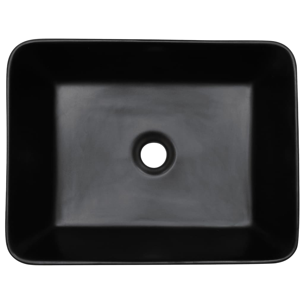 vidaXL Countertop Basin Black Rectangular 46x35.5x13 cm Ceramic