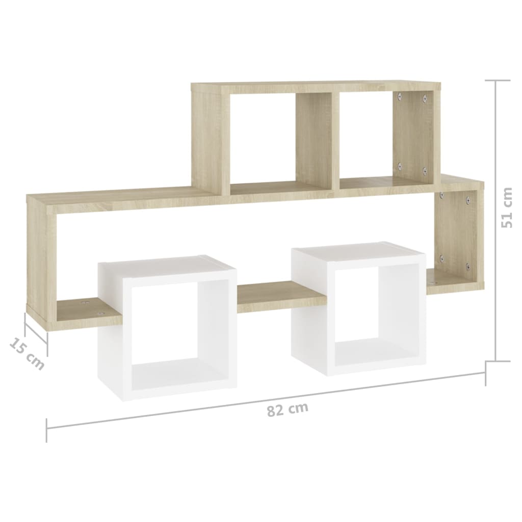 vidaXL Car-shaped Wall Shelf White & Sonoma Oak 82x15x51 cm Engineered Wood