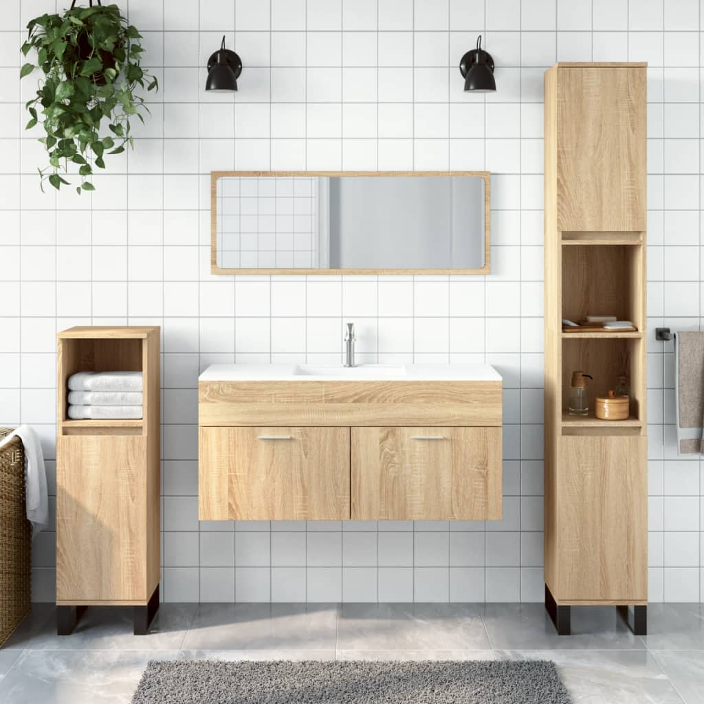 vidaXL Bathroom Cabinet with Mirror Sonoma Oak Engineered Wood