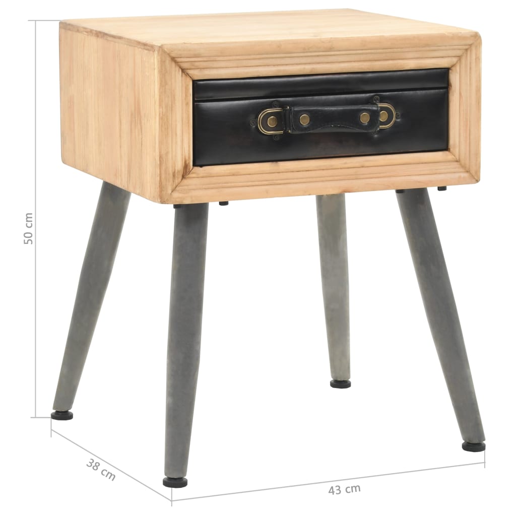 vidaXL Bedside Table Solid Fir Wood 43x38x50 cm