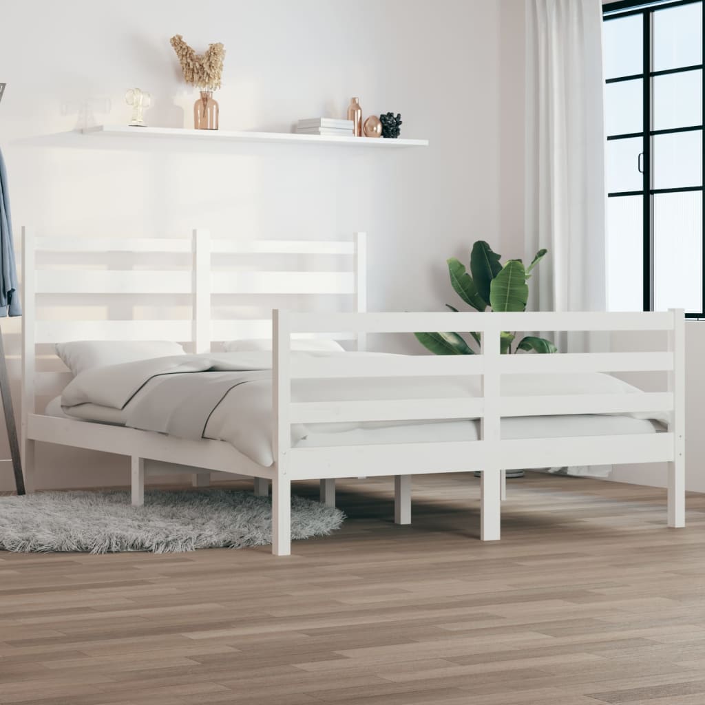 vidaXL Bed Frame Solid Wood Pine 140x200 cm White