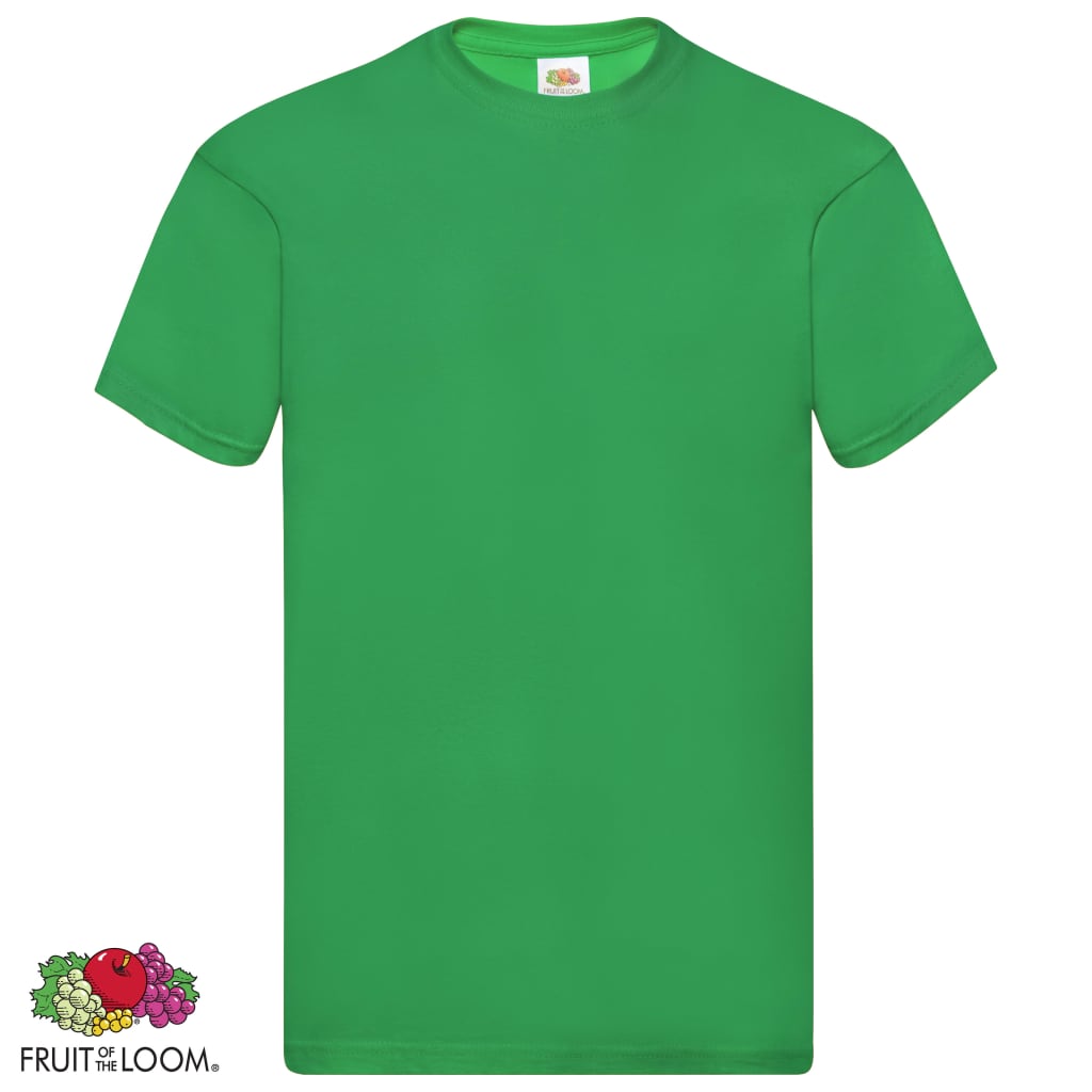 Fruit of the Loom Original T-shirts 5 pcs Green 3XL Cotton