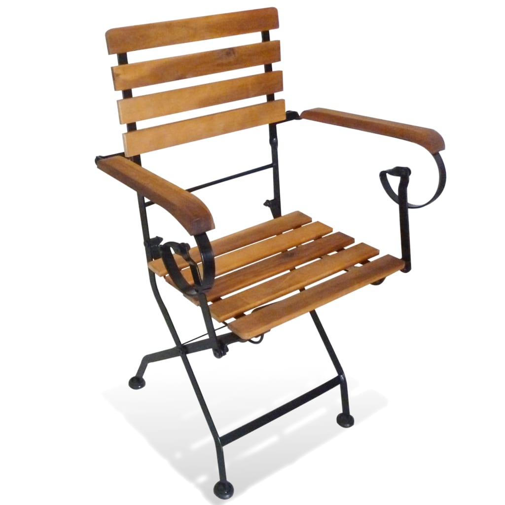 vidaXL Folding Garden Chairs 2 pcs Steel and Solid Acacia Wood