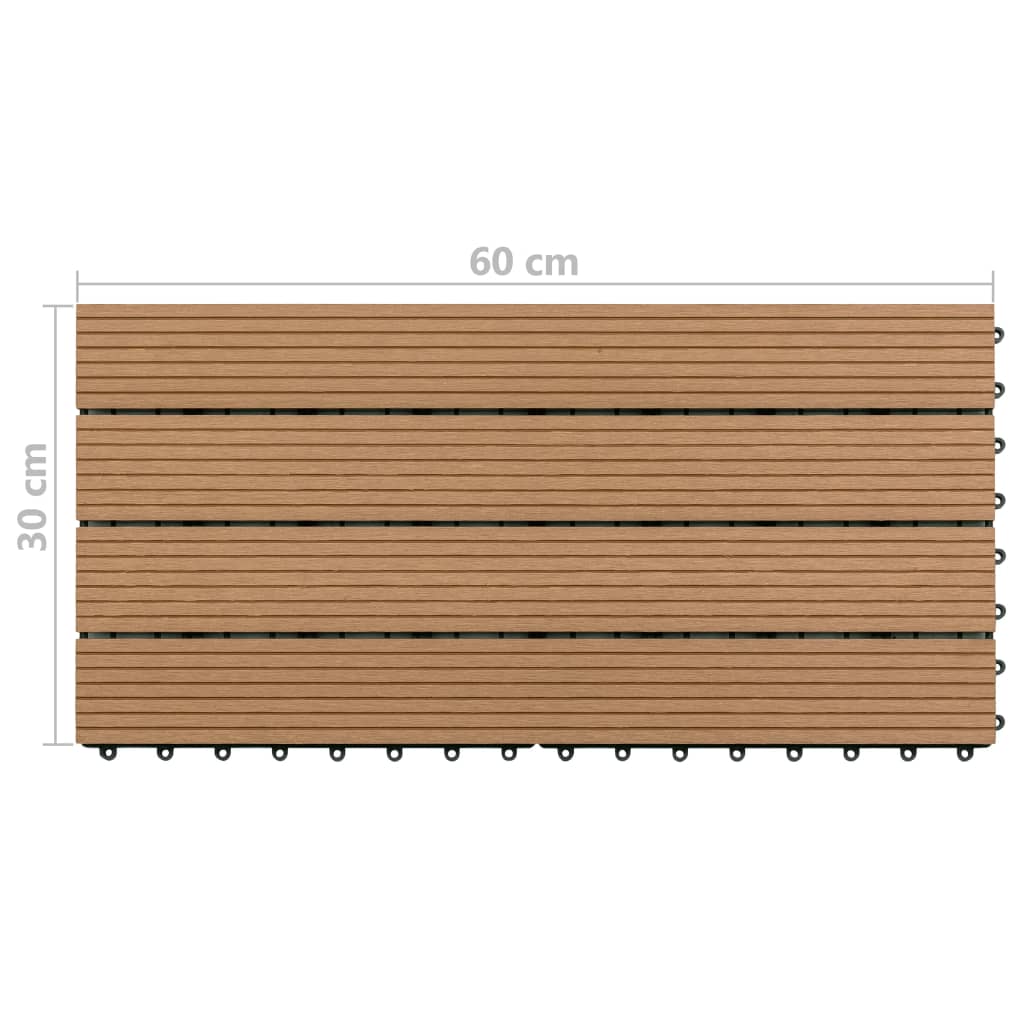 vidaXL Decking Tiles 6 pcs WPC 60x30 cm 1.08 m² Brown