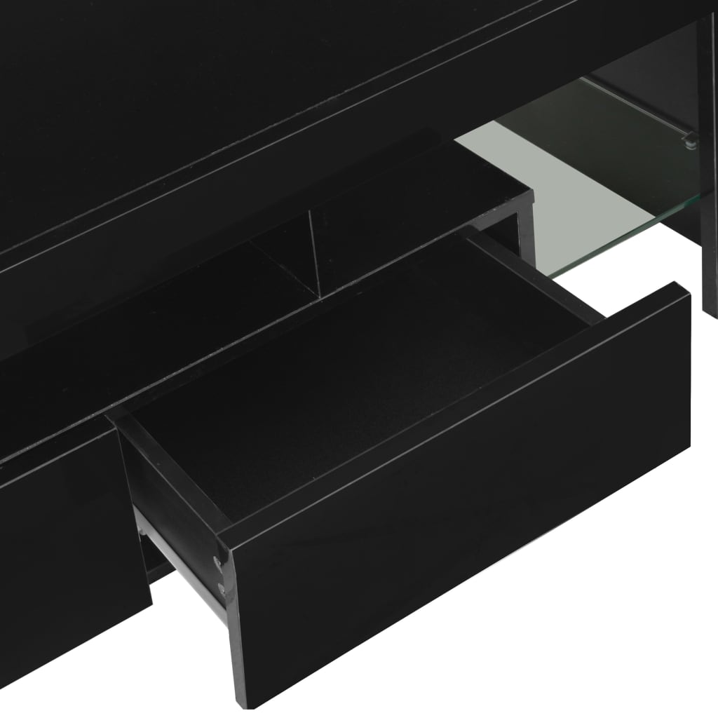 vidaXL TV Cabinet with LED Lights High Gloss Black 130x35x45 cm