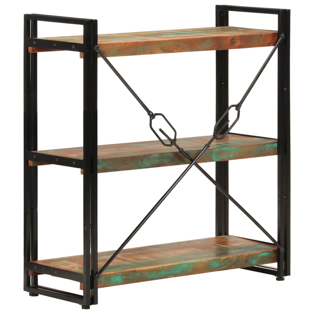 vidaXL 3-Tier Bookcase 77x30x80 cm Solid Wood Reclaimed and Iron