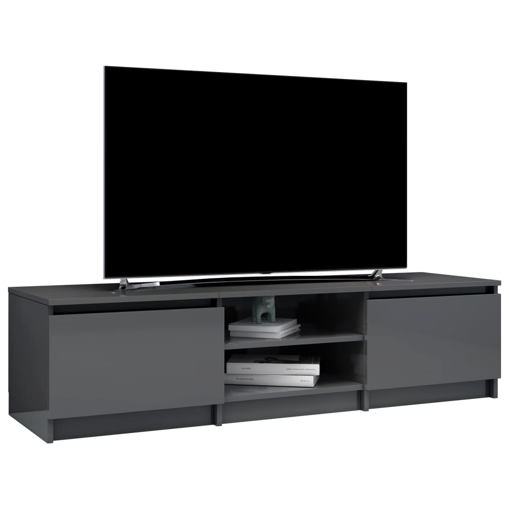 vidaXL TV Cabinet High Gloss Grey 140x40x35.5 cm Chipboard