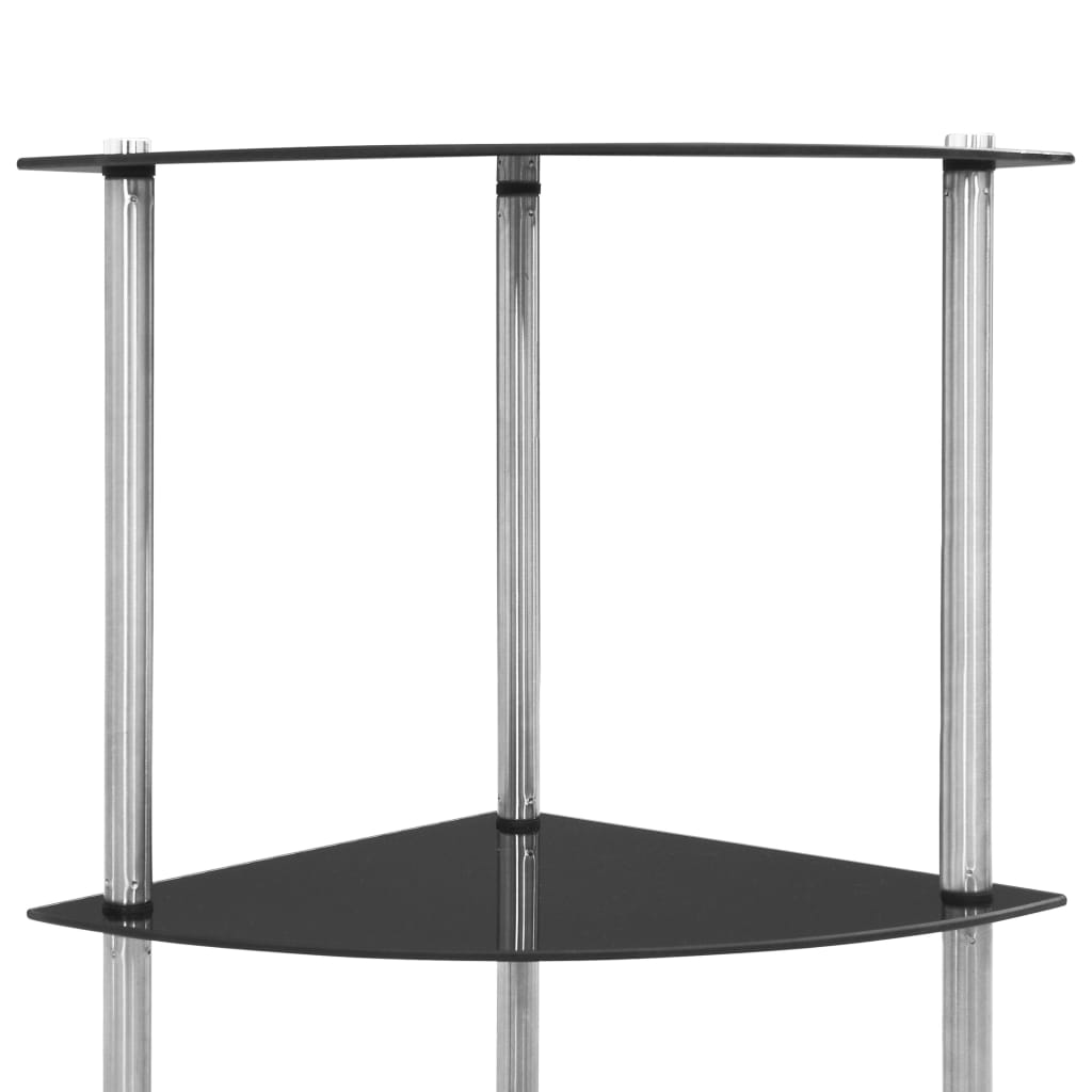 vidaXL 6-Tier Shelf Black 30x30x160 cm Tempered Glass