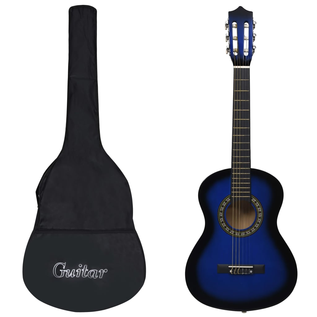 vidaXL Classical Guitar for Beginner and Kid with Bag Blue 1/2 34"