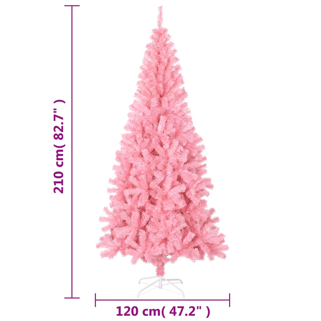 vidaXL Artificial Christmas Tree with Stand Pink 210 cm PVC