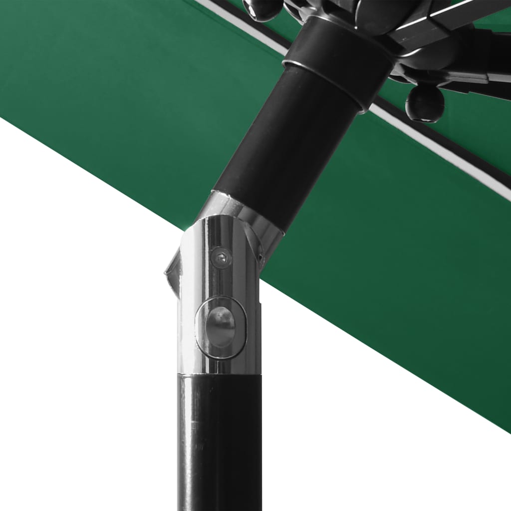 vidaXL 3-Tier Parasol with Aluminium Pole Green 3 m