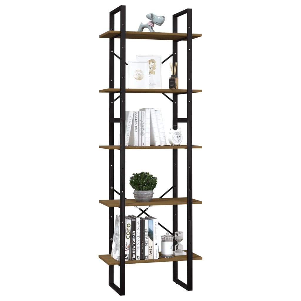 vidaXL 5-Tier Book Cabinet Brown 60x30x175 cm Pinewood