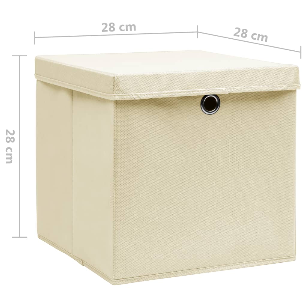 vidaXL Storage Boxes with Covers 4 pcs 28x28x28 cm Cream