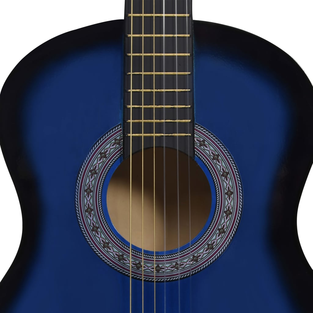 vidaXL Classical Guitar for Beginner and Kids Blue 3/4 36"