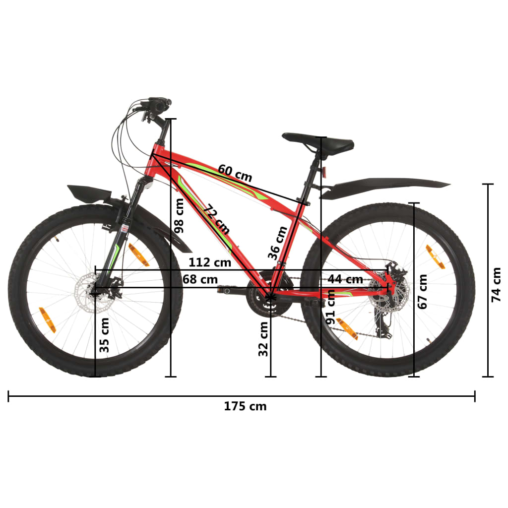 vidaXL Mountain Bike 21 Speed 26 inch Wheel 36 cm Red