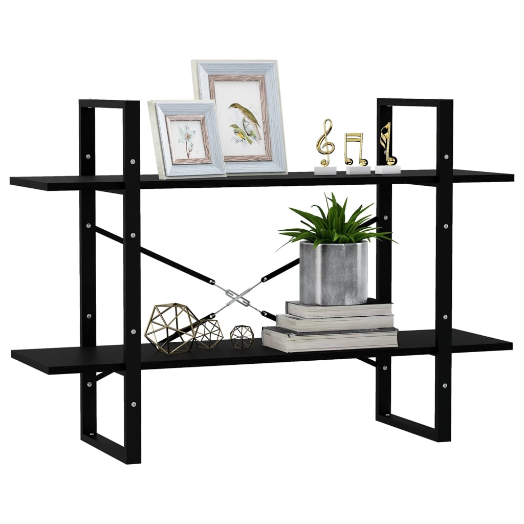 vidaXL 2-Tier Book Cabinet Black 100x30x70 cm Solid Pine Wood