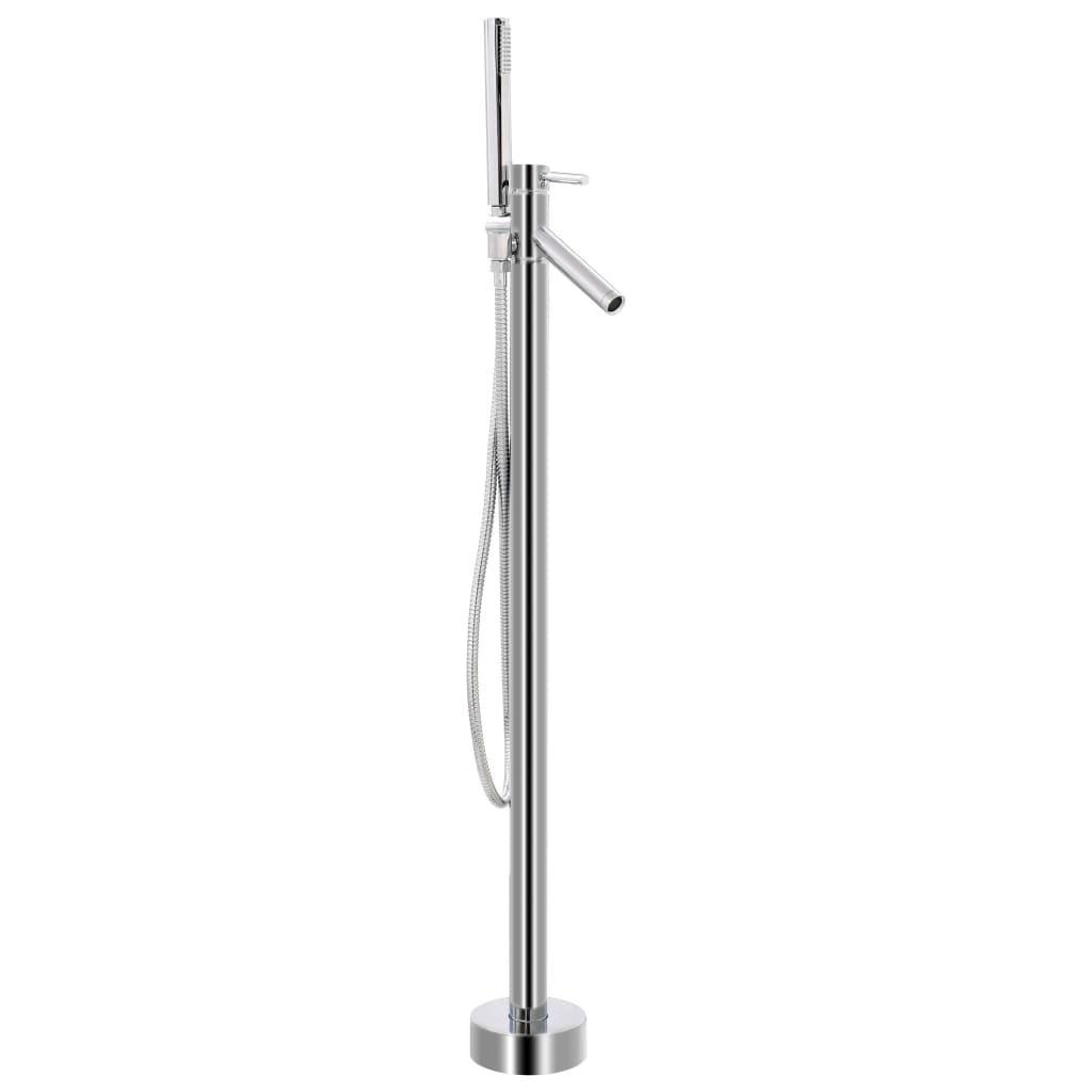 vidaXL Freestanding Bathtub and Faucet 210 L 110 cm Silver