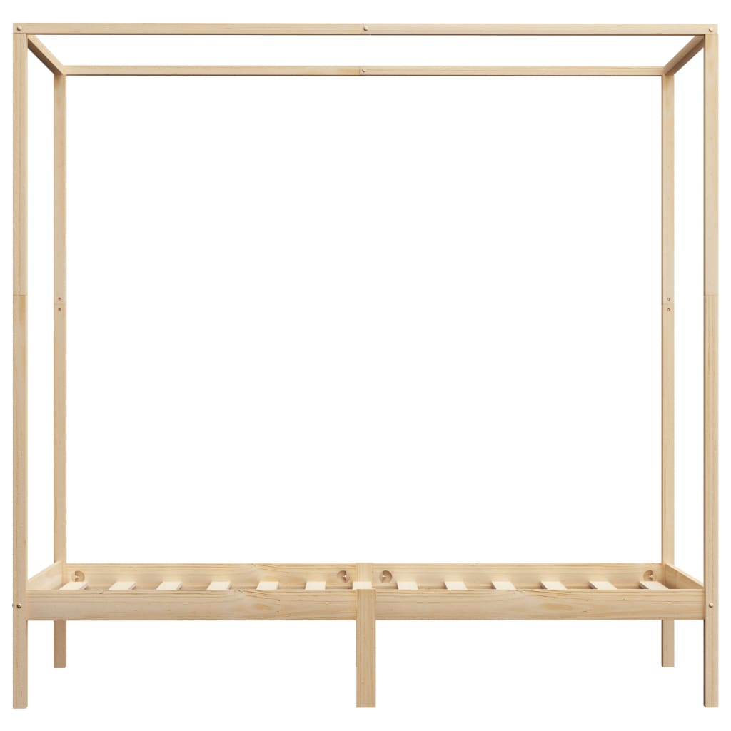 vidaXL Canopy Bed Frame Solid Pine Wood 100x200 cm
