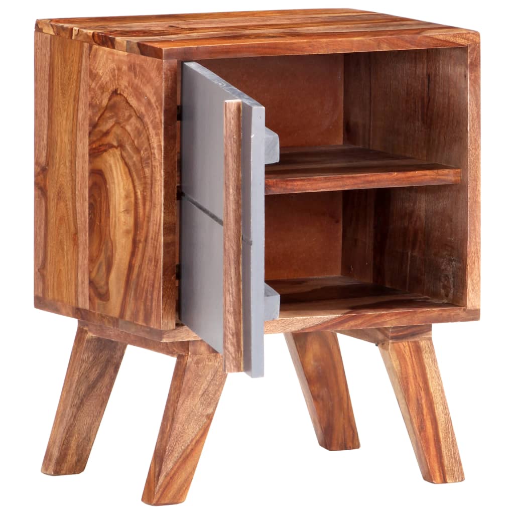 vidaXL Bedside Cabinet Grey 40x30x50 cm Solid Sheesham Wood