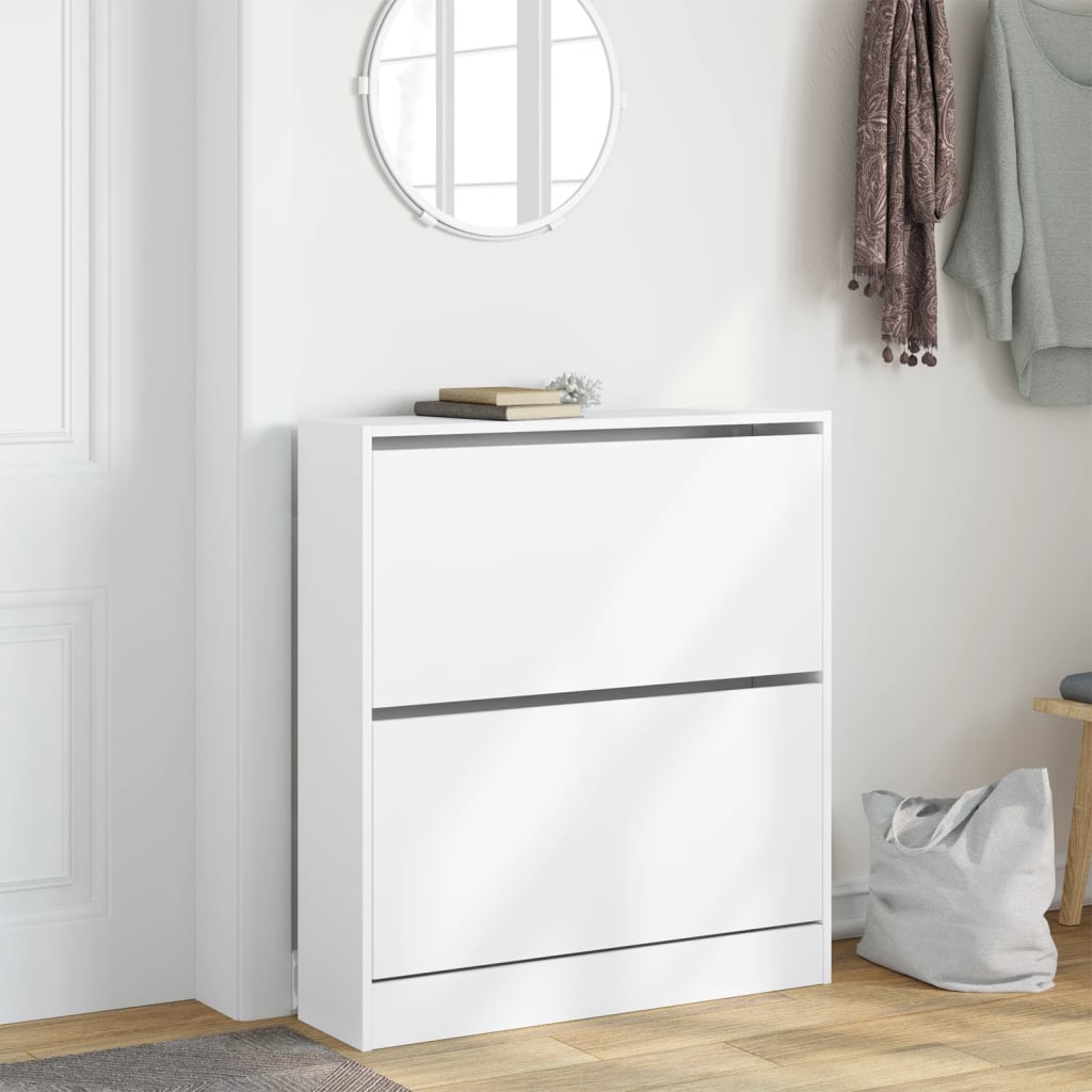 vidaXL Shoe Cabinet White 80x21x87.5 cm Engineered Wood