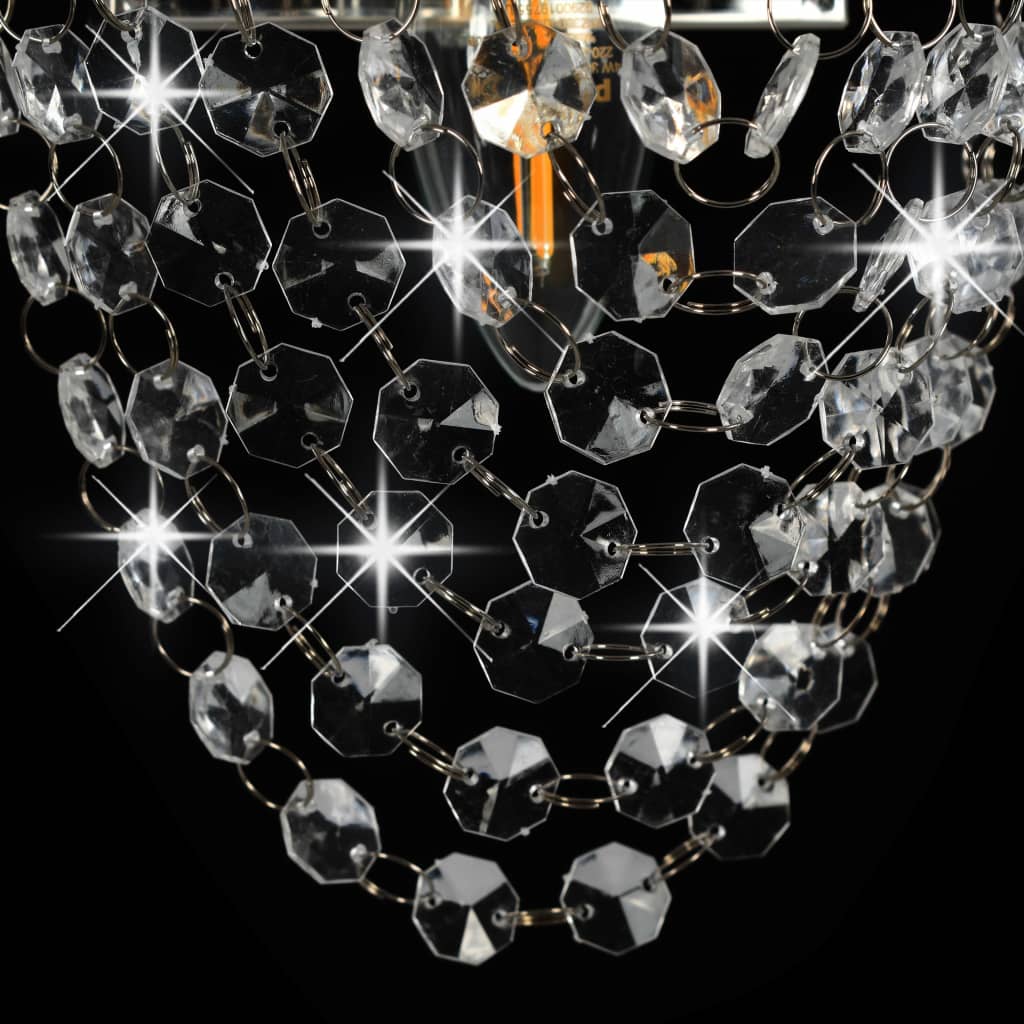 vidaXL Wall Lamp with Crystal Beads Silver Oval E14 Bulb