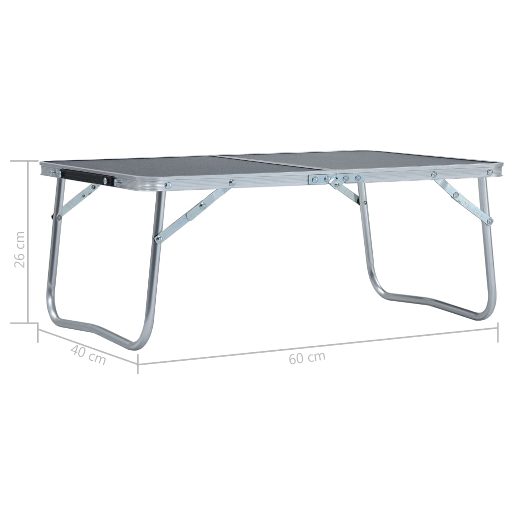 vidaXL Folding Camping Table Grey Aluminium 60x40 cm
