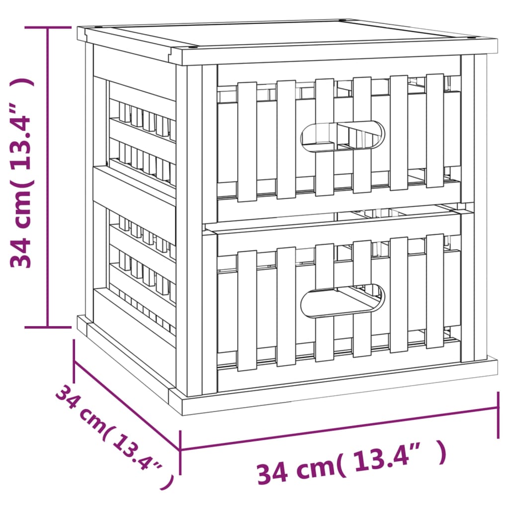 vidaXL Bedside Cabinet 34x34x34 cm Solid Wood Walnut