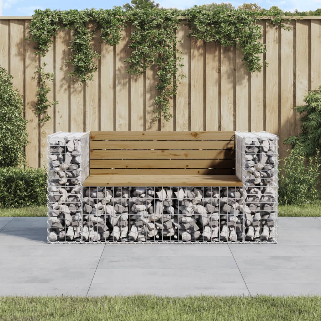 vidaXL Garden Bench Gabion Design 143x71x65.5 cm Impregnated Wood Pine