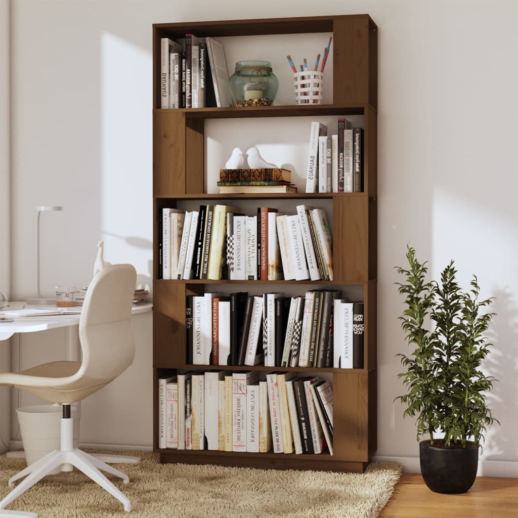 vidaXL Book Cabinet/Room Divider Honey Brown 80x25x163.5 cm Solid Wood